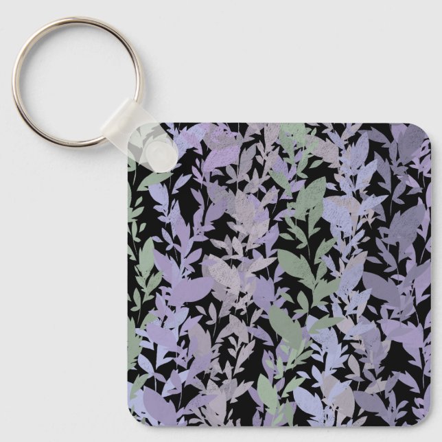 Leafy Creeping Vine Drawing Pattern With Pastels Key Ring (Front)