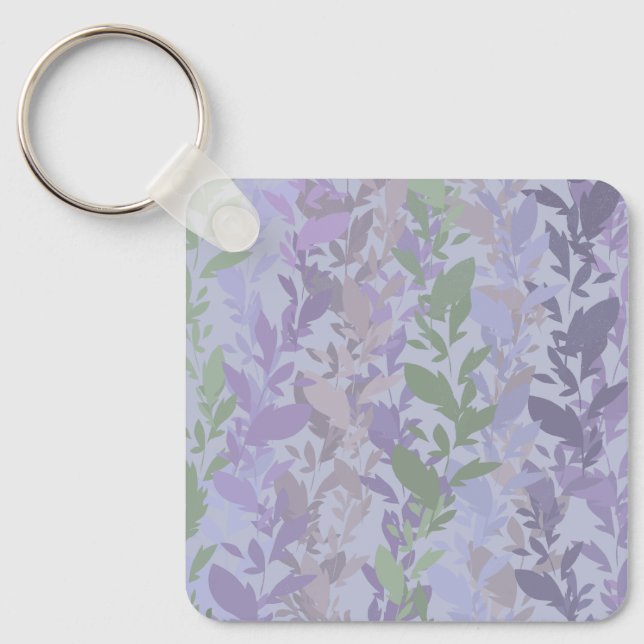 Leafy Creeping Vine Drawing Pattern With Pastels Key Ring (Front)