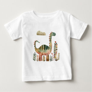 Leafy Dino Scene – Cute Dinosaur Shirt for Kids 