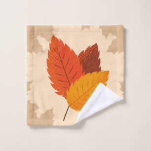 Leafy Fall Pattern Bright Colours Yellow Orange  Bath Towel Set