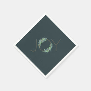 Leafy faux-Gold Joy wreath Christmas/holiday Napkin