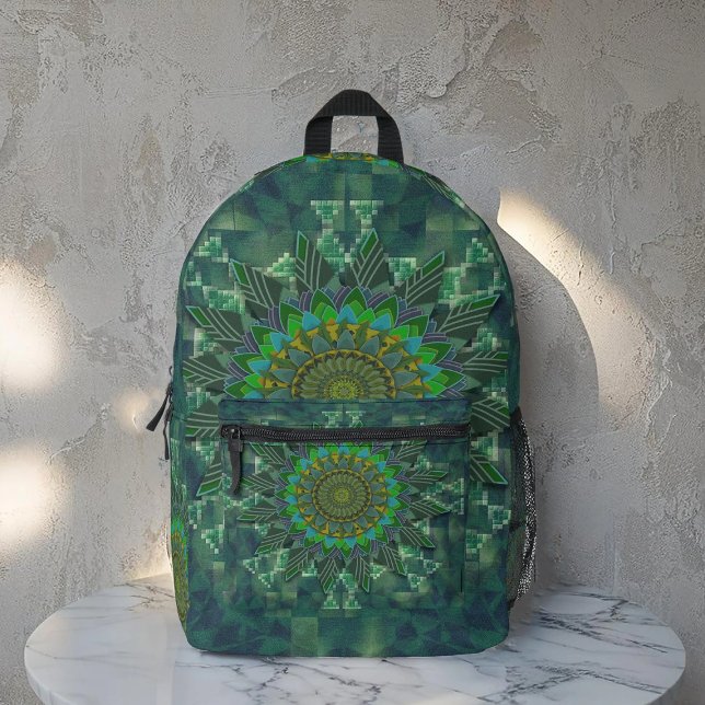 Leafy floral square parameterisation  printed backpack (Creator Uploaded)