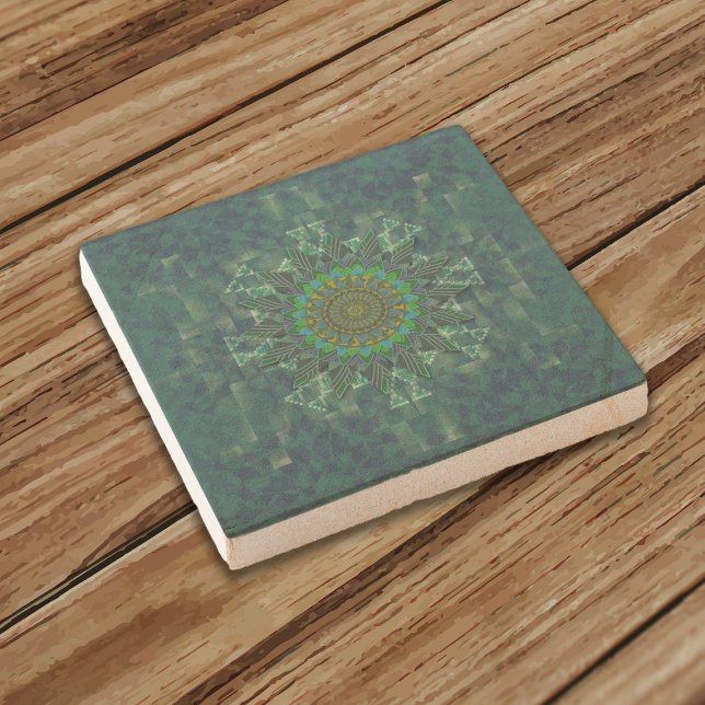 Leafy floral square stick puzzle parameterisation stone coaster (Creator Uploaded)