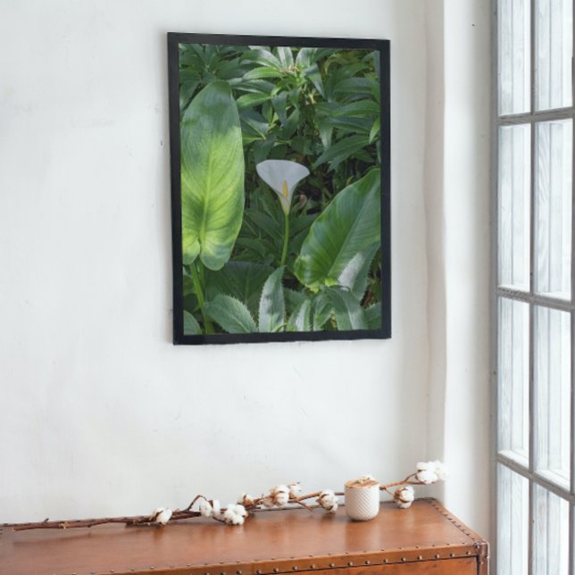 Leafy Foliage and White Calla Lily Glossy Poster (In Situ)