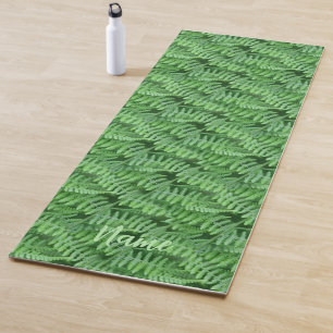 Leafy Green Ferns Nature Pattern Personalised Yoga Mat