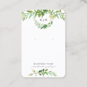 Leafy Green Monogram Earring Display Business Card