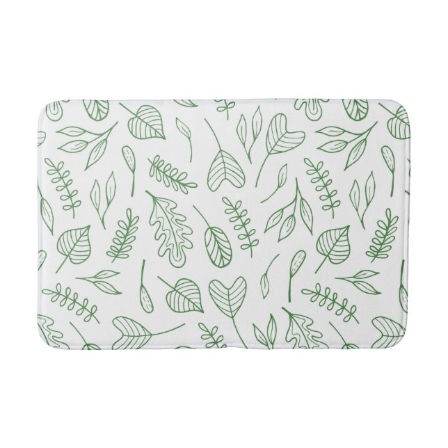 Leafy Green on White Background Bath Mat (Front)