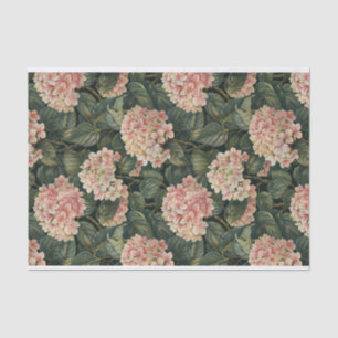 Leafy Green Pale Pink Hydrangea Art Pattern No. 3 Tissue Paper