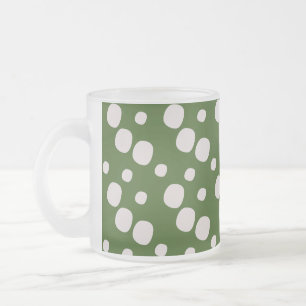 Leafy Green Pink Dots Frosted Glass Coffee Mug