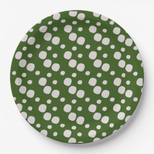 Leafy Green Pink Dots Paper Plate