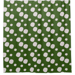 Leafy Green Pink Dots Shower Curtain