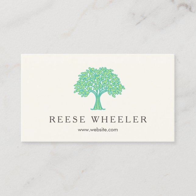 Leafy Green Tree Logo Natural Health and Nature Business Card (Front)