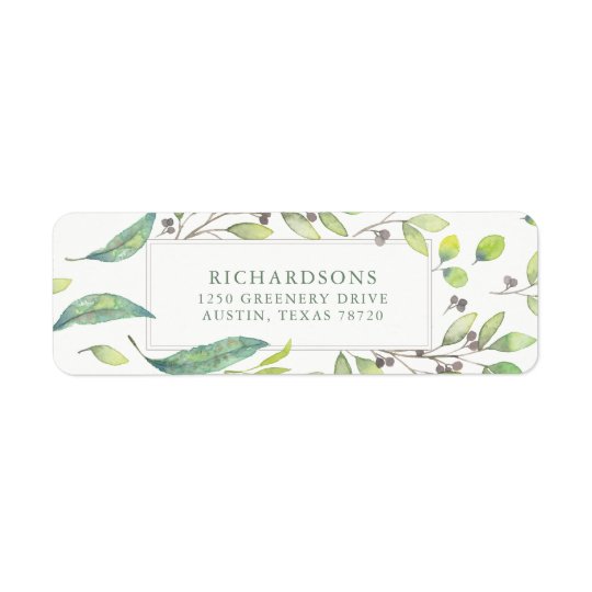 Leafy Green | Trendy Watercolor Return Address Label