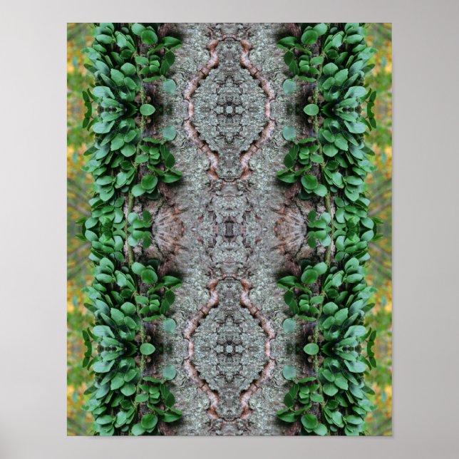 Leafy Green Vine On Tree Mirror Abstract  Poster (Front)