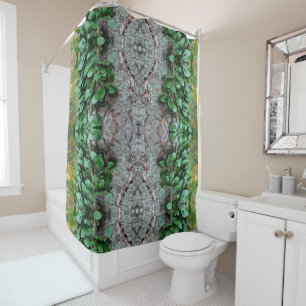 Leafy Green Vine On Tree Mirror Abstract  Shower Curtain