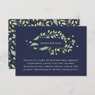 Leafy Green   Watercolor Book Request Dark Blue Invitation
