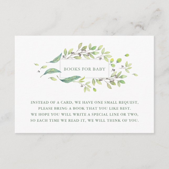 Leafy Green | Watercolor Book Request Enclosure Card (Front)