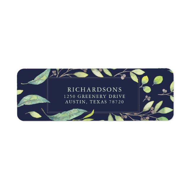 Leafy Green Watercolor on Midnight Blue (Front)