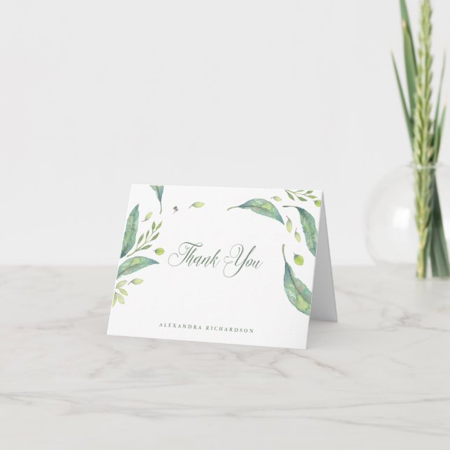 Leafy Green | Watercolor Thank You Card (Front)