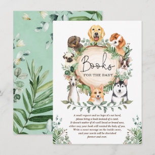 Leafy Greenery Puppy Dog Books for Baby Shower Enclosure Card