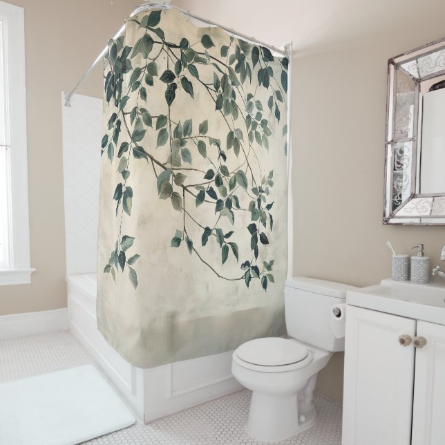 Leafy Hanging Branches Shower Curtain (In Situ)
