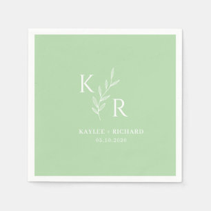 Leafy Initials Wedding Engagement Bridal Shower Napkin