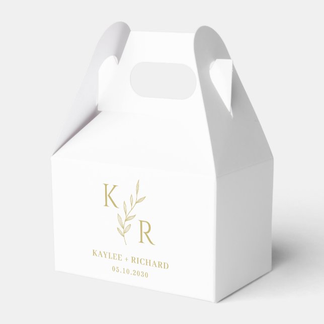 Leafy Initials Wedding Engagement Rehearsal Dinner Favour Box (Front Side)