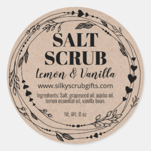 Leafy Kraft Homemade Salt Scrub Labels