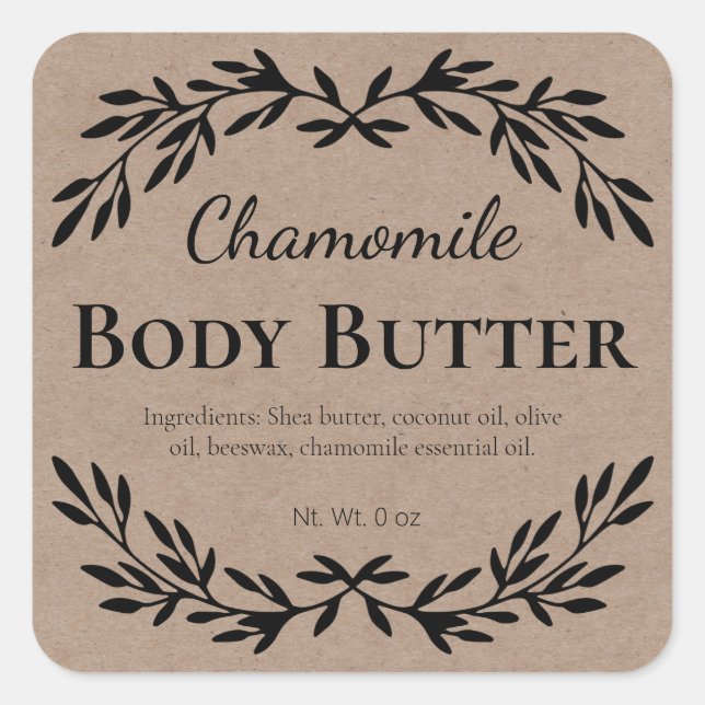 Leafy Kraft Soothing Body Butter Labels (Front)