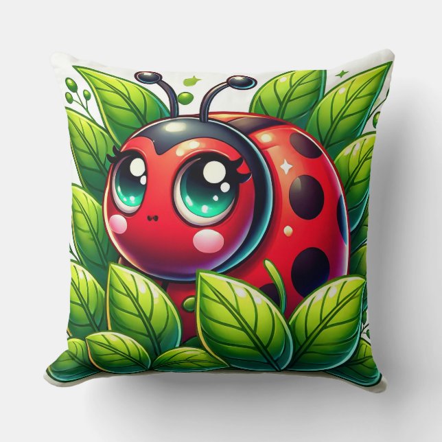 🐞 Leafy Ladybug Garden Scene For Cosy Home Decor  Cushion (Front)