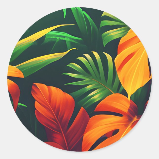 LEAFY LEAVES NATURE GARDEN CLASSIC ROUND STICKER (Front)