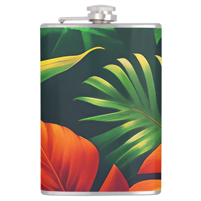 LEAFY LEAVES NATURE GARDEN HIP FLASK (Front)