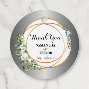 Leafy Luxe: Thank You Stickers with Gold Accents Favour Tags