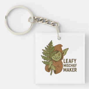 Leafy Mischief Maker - Cute Goblin Forest Creature Key Ring