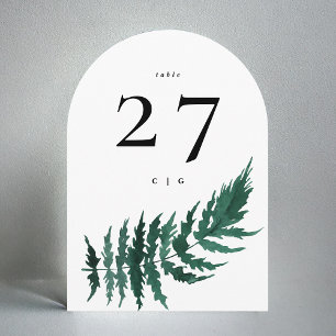 Leafy Modern Watercolor Wedding Arch Table Number