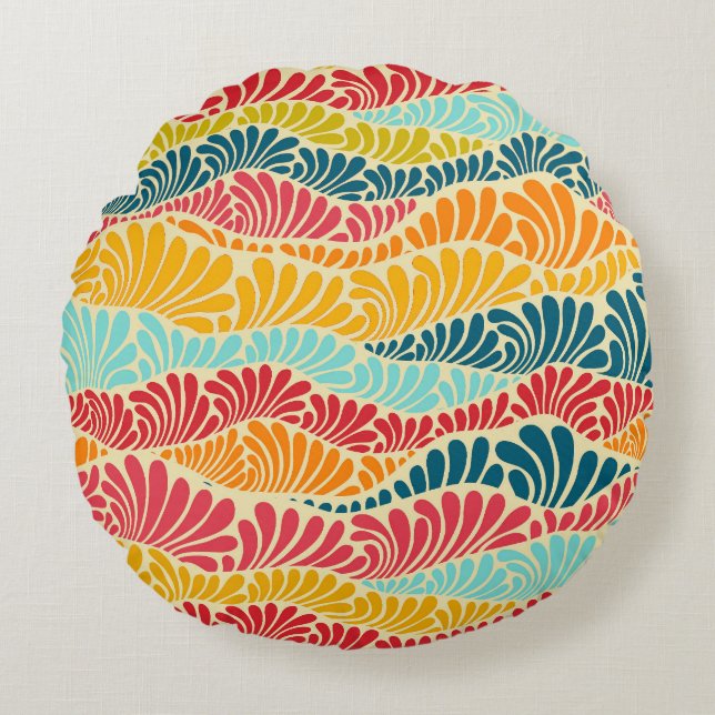 Leafy Mosaic Round Cushion (Front)