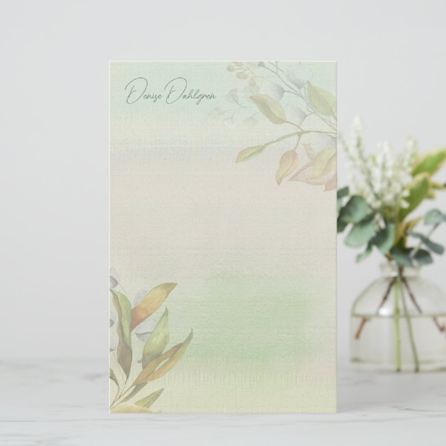 Leafy Ombre Personalised Stationery (Standing Front)