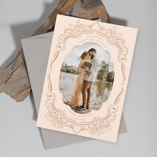 Leafy Ornate Photo Frame Peach Save The Date