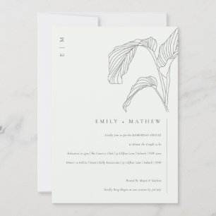 Leafy Palm Black White Rehearsal Dinner Invite
