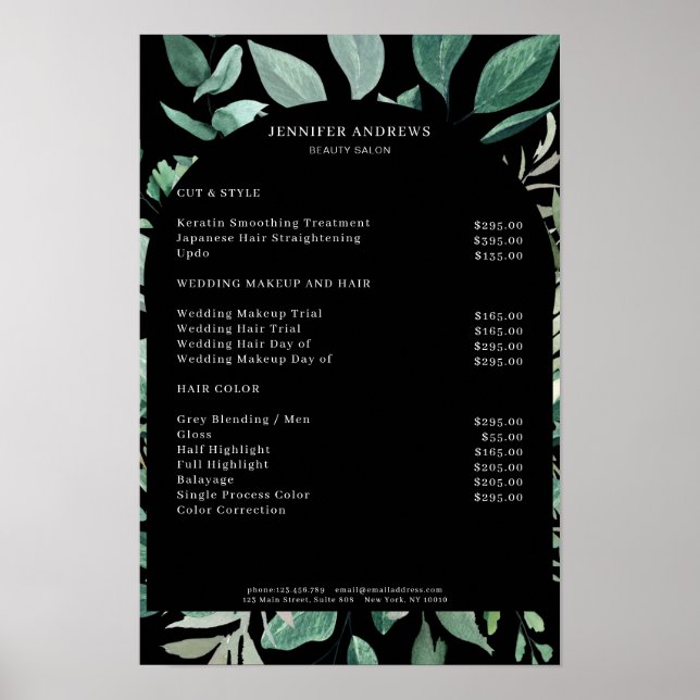 Leafy Price List Poster (Front)