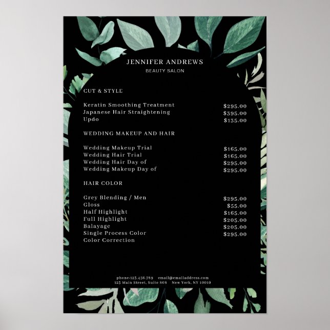 Leafy Price List Poster (Front)