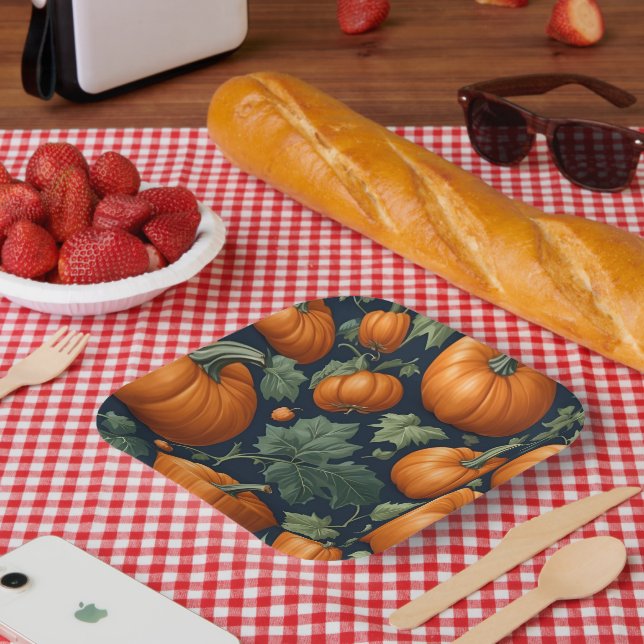 Leafy Pumpkin Patch Paper Plate (Picnic)
