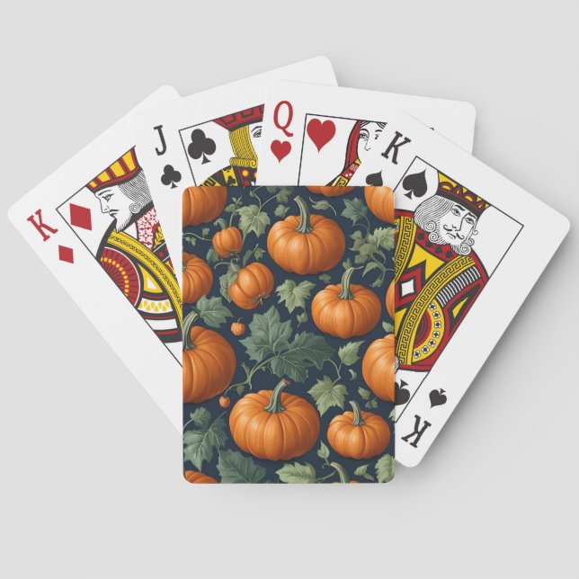 Leafy Pumpkin Patch Playing Cards (Back)