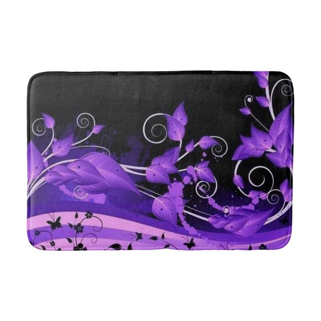 Leafy Purple Vines Bath Mat (Front)
