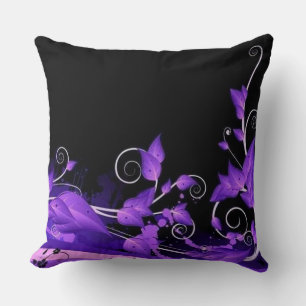 Leafy Purple Vines Throw Pillow