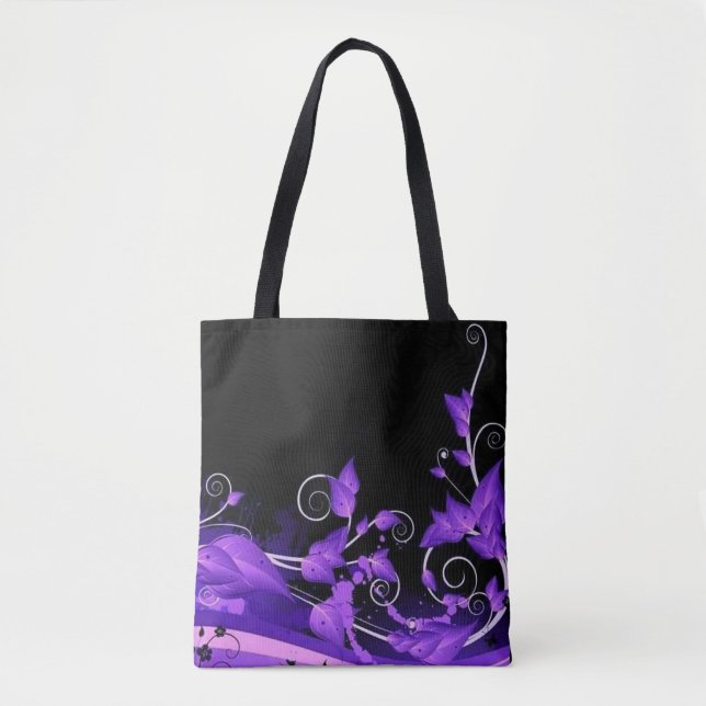 Leafy Purple Vines Tote Bag (Front)