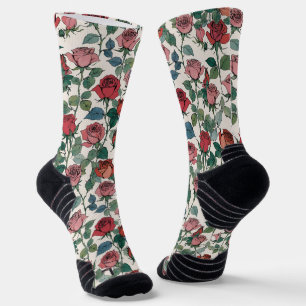 Leafy Red Long Stem Roses Socks