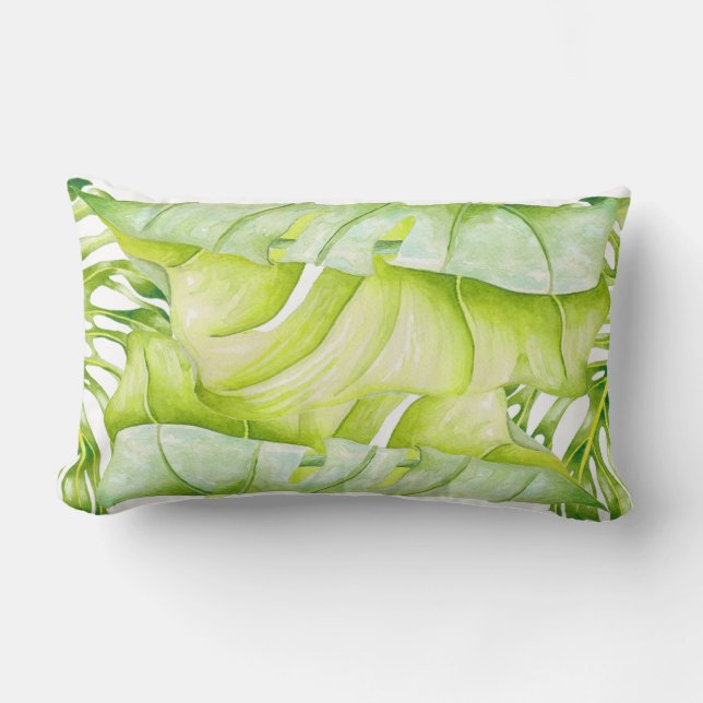 Leafy Sculptures on a Lumbar Pillow  (Front)