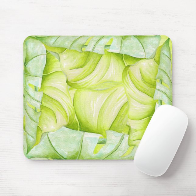 Leafy Sculptures on a Mouse Pad (1) (With Mouse)