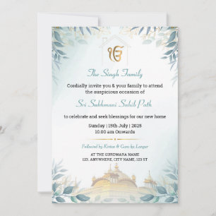 Leafy Sikh Housewarming Invitation